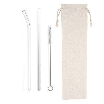 Glass Straw Set With Cleaning Brush