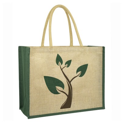 Custom Natural Jute Tote Bag 16"x14"x7"