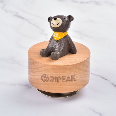 Little Bear Music Box W/ Rotating Metal Base