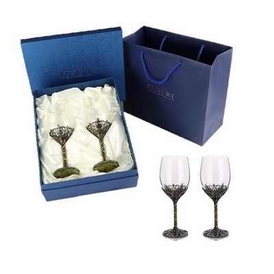 Crystal Enamel Wine Glass Goblet Gift Box