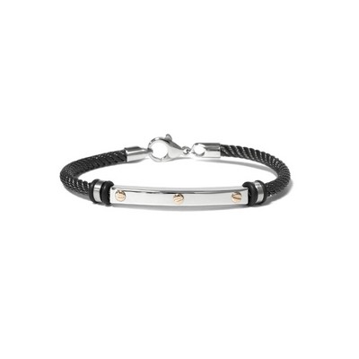 CJ Steelx "The Theo" Stainless Steel Cable Wire Bracelet - Black