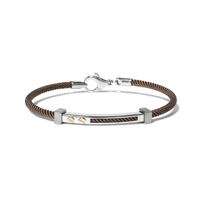 CJ Steelx "The Leo" Stainless Steel Thin Cable Wire Bracelet - Brown