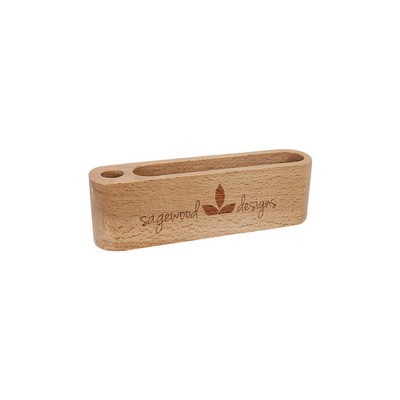 5¼" Beech Wood Business Card/Pen Holder