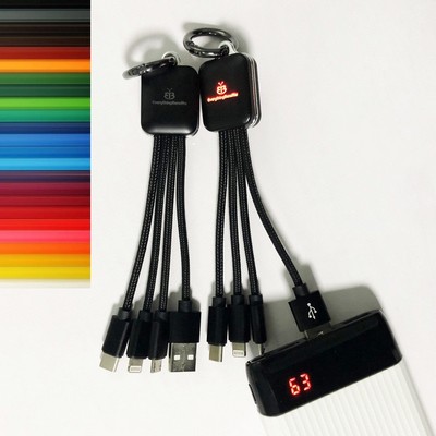 4-in-1 Charging Square Buddy Cable w/Custom LED Luminous Lighting Logo