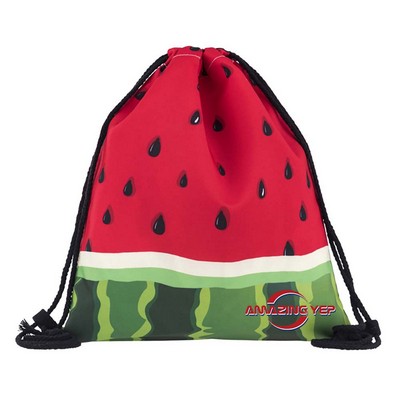 Outdoor Polyester Watermelon Drawstring Cinch Backpack