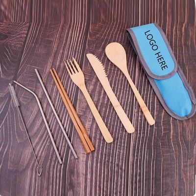 Portable Wood Tableware Set (3"x15") - 6 Pieces