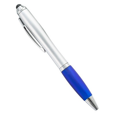 Promotional Ballpoint Pen w/Rubber Grip & Stylus Top