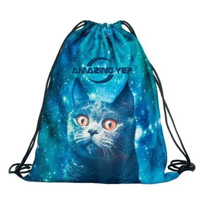 3D Digital Printing Cat Drawstring Pocket Sports Backpack