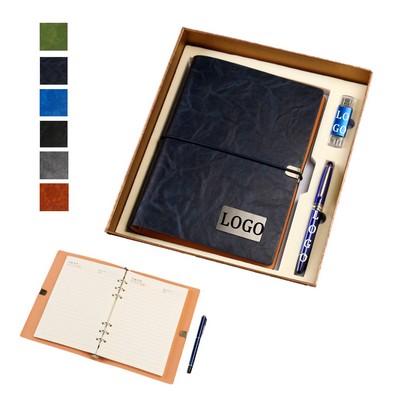 Leather Notebook Pen And Flash Drive Business Set-OCEAN