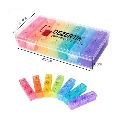 21 Case Rainbow Color Weekly 7 Day Med Minder/Pill Container