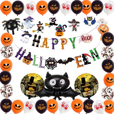 41 Pieces Foil Balloons Decorations with Banner for Halloween