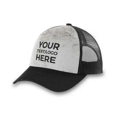 Low Profile Trucker Hat Domestic - White Distress