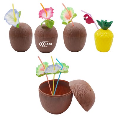 Coconut Cups with Flower Straws