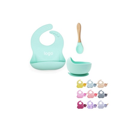 Baby Feeding Utensils Bib Silicone Suction Bowl