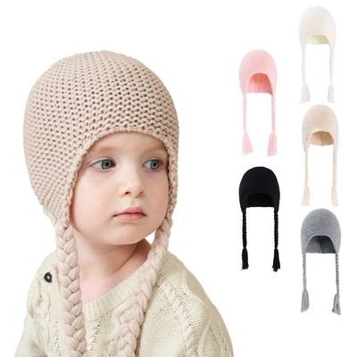 Knitted Beanie Hat w/Ear Cover