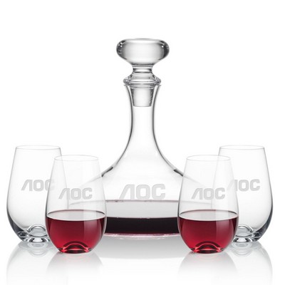 Stratford Decanter & 4 Boston Stemless Wine