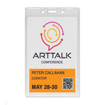 Vertical Event-Size Premium Vinyl Badge Holder/Credential Holder with Slot and Chain Holes