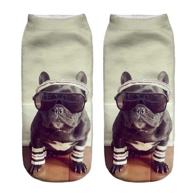 Low Cut Short Printing Socks - Pug Dog