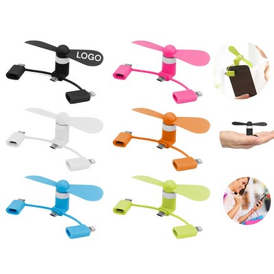 3 in 1 Mini USB Cell Phone fan