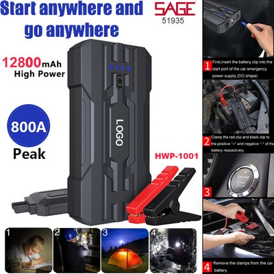 Portable Emergency battery booster 12800mAh High Performance Jump Starter Power Bank