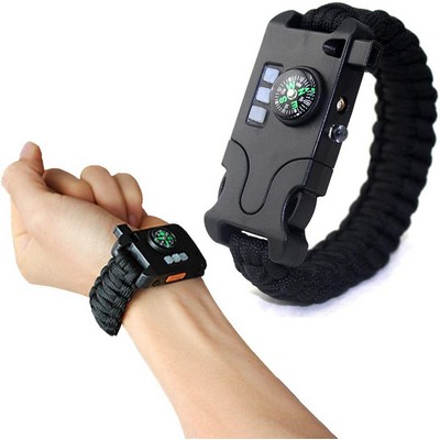 Multifunctional SOS Paracord Survival Bracelet With LED Flashlight,Compass And Whistle