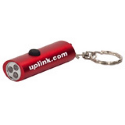 2 3/8" Red 3-LED Laserable Flashlight with Keychain