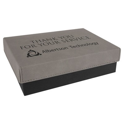 7 3/8" x 5 3/4" Gray Gift Box with Laserable Leatherette Lid