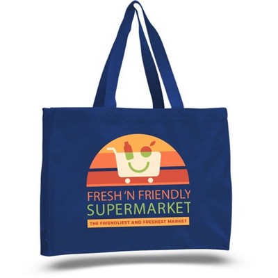 Full Sublimation 12 Oz Poly Canvas Tote Bag - 15" X 12" X 4"G; Handle Length: 20"