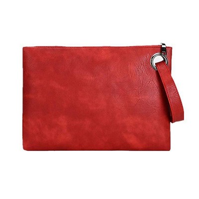 Womens Retro Zipper Envelope Clutch Purse Wallet Bag