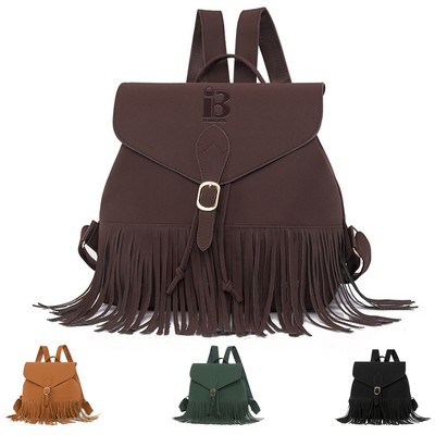 Tassel PU Leather Backpack for Women