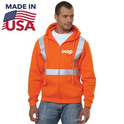 USA-Made Pre-Shrunk Class 2 Safety Full Zip Hoodie