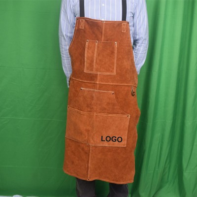 Heat & Flame Resistant Cowhide Working Apron With 6 Pockets