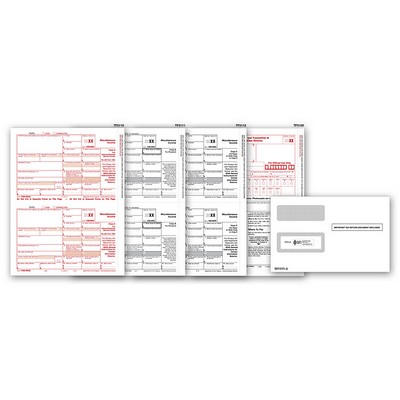 1099-MISC Income Forms Set & Envelope Kit, Laser, 3-Part