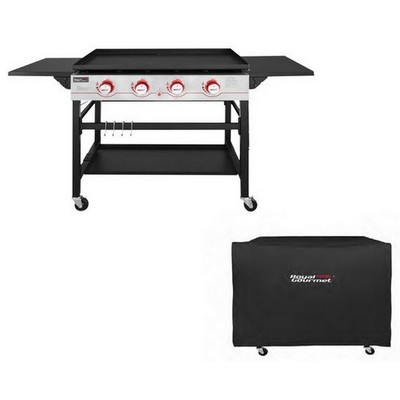 Keg Products Black/Silver 4-Burner Gas Griddle w/Cover