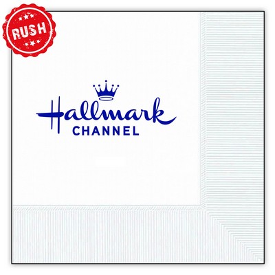 White Cocktail 3-Ply Beverage Napkins - SAME DAY RUSH Service!