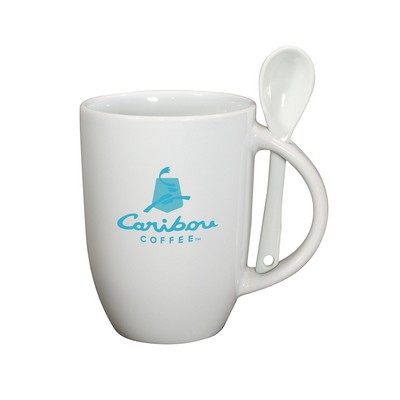 12 oz. Dapper Ceramic Mug with Spoon - Cobalt Blue