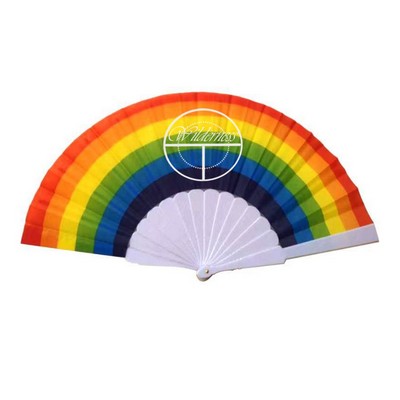 Rainbow Hand Folding Fan