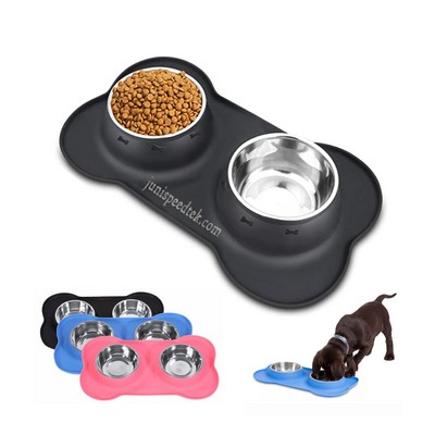 Set of 2 Stainless Steel Dog Bowl