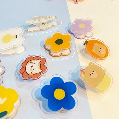 Cute Cartoon Acrylic Paper Album Memo Clip Bag Binder Sealing Clip Food Bag Clamp-Two Sides Imprint