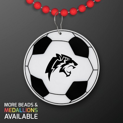 Soccer Ball Medallion with Red Beaded Necklace (Non Light Up) - Domestic Print