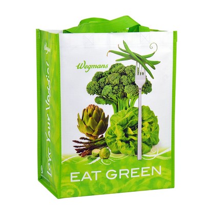 Custom Full-Color 145g Laminated Woven Promotional Grocery Bag 12"x15"x7""