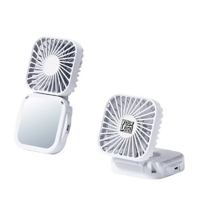 Mini Makeup Mirror Folding Handheld Fan