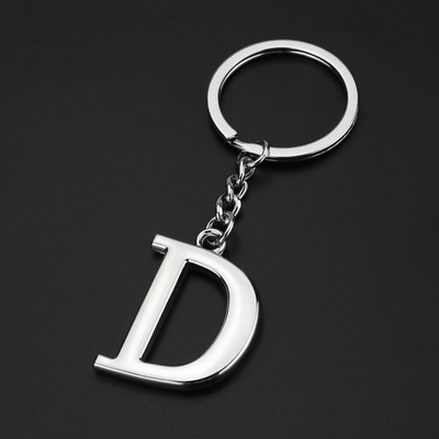 Silver Letter D Keychain Initial Keychain