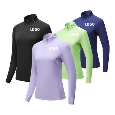 Women's Long Sleeve Quarter Zip Pullover Shirt