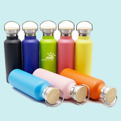 20 Oz Vacuum Bottle With Bamboo Lid