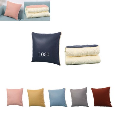 2-In-1 Foldable Soft Travel Blanket Throw Pillow