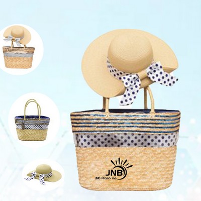 Sparkle Style Straw Hat & Handbag Ensemble