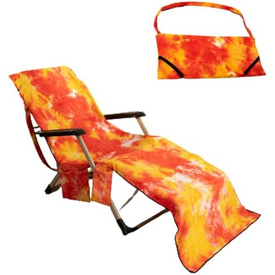 Beach Chair Cover w/Side Pockets Microfiber Chaise Lounge Chair Towel Cover for Garden Beach Hotel