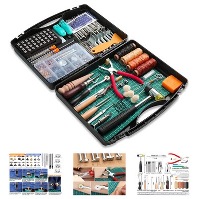 273 Pieces Leather Crafting Tools and Supplies Kit with Tool Box