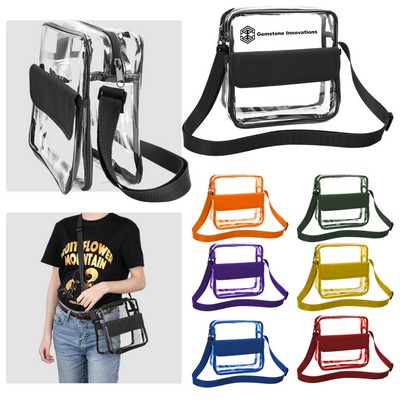 Clear PVC Stadium Crossbody Zipper Bag